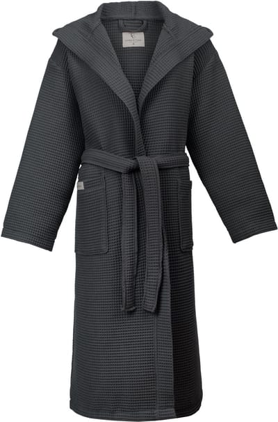 L&G - Unisex Sauna Badjas - 100% Katoen Badjas - XL - Antraciet - Katoen wafel - Wafel Badjas heren - badjas met capuchon unisex - Badjas dames en heren - XL