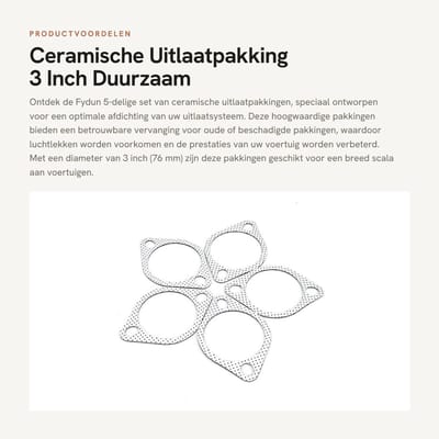 Dailygoods- Guarnizione 5 Stuks - Uitlaatpakking - Keramisch - Versterkt - 3 Inch (76mm) - Dikte 2.3mm