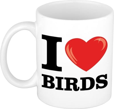 Bellatio Decorations - I Love Birds koffiemok - drink beker - 300 ml - cadeau - voor vogels liefhebber