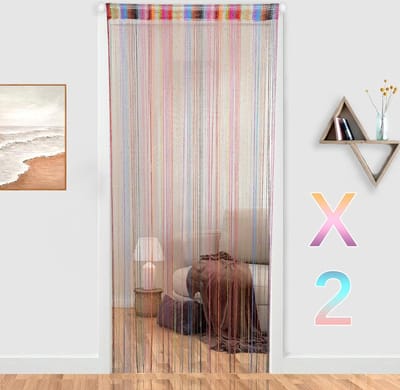 2pcs Door Curtain 100 x 200 cm Fly Curtains for Doors Bead Curtain for Doors Door Fly Screen for Doorways 18 Colours