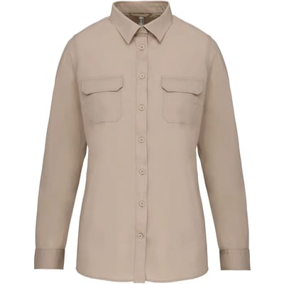 Kariban Damesoverhemd safari lange mouwen K591 - Beige - S