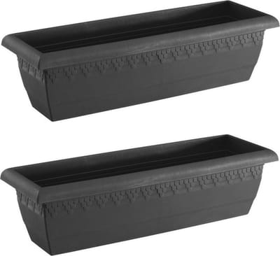 Hega Hogar Plantenbak Jardinera - 2x - antraciet - rechthoekig - 60x20 cm