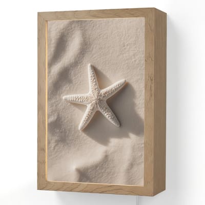 Wandlamp 20x30 cm - Oplaadbaar - Strand - Zeester - Zand - Beige - Wandlampen binnen woonkamer - Slaapkamer lamp met kabel - Decoratieve nachtlamp - Vloerlamp snoer