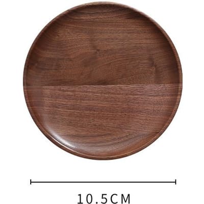 Plateau en noyer noir, assiette ronde en bois, plateau de rangement créatif pour bijoux, table à thé, collations aux fruits, récipient à dessert brown