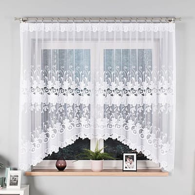 Markizeta Kasjana - Jacquard Gordijn - 320x160 cm - Bovenrand Opknopbaar - Elegante Bloemenpatroon