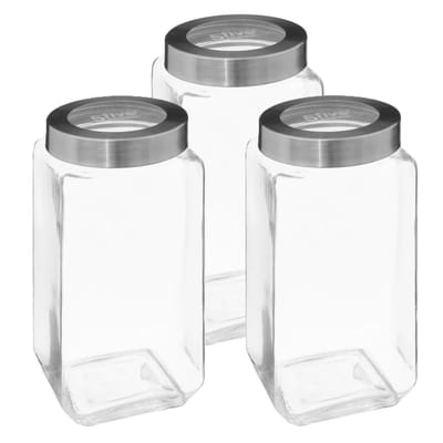5Five voedsel voorraadpot MIRO met draaideksel - 3x - glas - 2L - 11 x 23 cm - voorraadpotten - transparant - weckpot