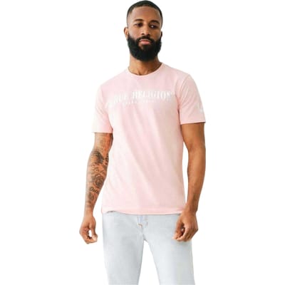 True Religion Heren Logo Foil Crew Neck T-Shirt (Roze)