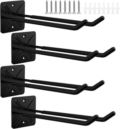 Robuuste Muurhaken voor Garage, 4 Stuks, 31 cm Dubbele Haken, Ideaal voor Tuin- en Gereedschap, Tot 45 kg Draagvermogen