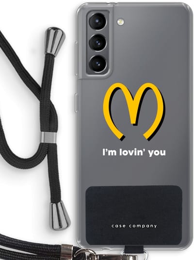 Case Company® - Hoesje met koord geschikt voor Samsung Galaxy S21 hoesje met Koord - I'm lovin' you - Telefoonhoesje met Zwart Koord - Bescherming aan alle Kanten en Over de Schermrand