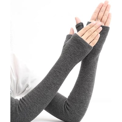 Cashmere Warme Manchet Voor Dames Verlengde Armmanchet Voor Herfst Winter Mouw Outdoor Warmhouden donkergrijze kleur
