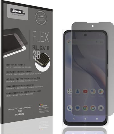 dipos FLEX – Matte Privacy Screenprotector geschikt voor BLU Bold K22 | Volledige Schermbescherming | Case-Friendly