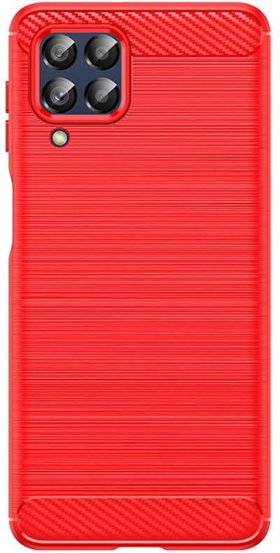 MobyDefend Hoesje - Geschikt voor Samsung Galaxy M53 - TPU Backcover - Geborstelde Metaal & Carbon-Look - Rood