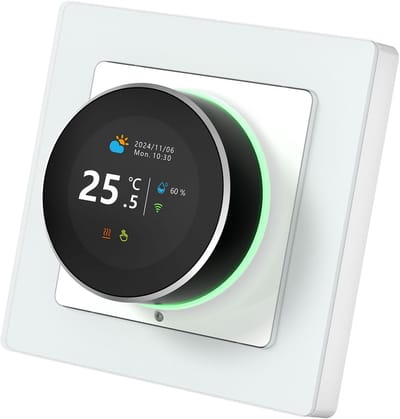 Digitale Temperatuurregelaar - Slimme Thermostaat - Comfort Thuis - Stembediening & Omgevingslicht - 181 inch TFT - Zwart