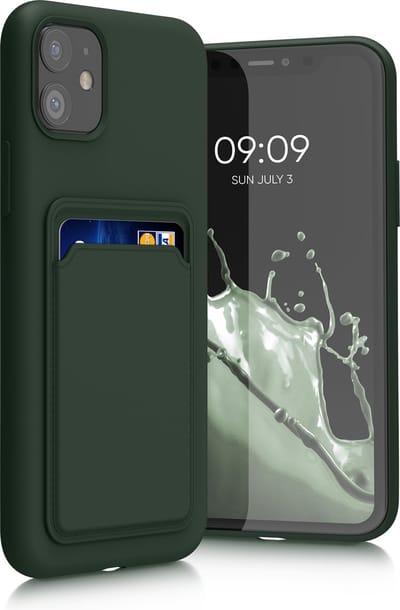 kwmobile telefoonhoesje geschikt voor Apple iPhone 11 - Hoesje met pasjeshouder - TPU case in donkergroen