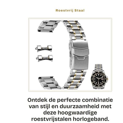 Dailygoods- Horlogeband Duurzaam 20mm/22mm - Roestvrij Staal - Metalen Horlogeband - Quick Release - Vervangband - Compatibel met de meeste horloges - Horlogestrap