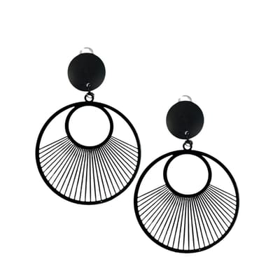 Klem oorbellen-Zwart-Rond-geen gaatje-Charme bijoux