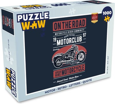 Puzzel Motor - Retro - Letters - Quote - Legpuzzel - Puzzel 1000 stukjes volwassenen