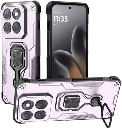 MobyDefend Hoesje - Geschikt voor Motorola Edge 70 Pro - Dubbelgelaagde Pantsercase Met Standaard - Roze