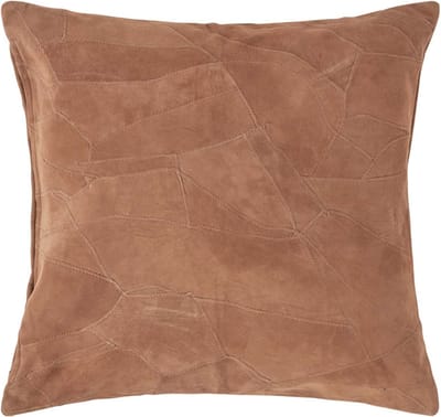 Homescapes Patchwork leren kussen bruin, 45x45 cm