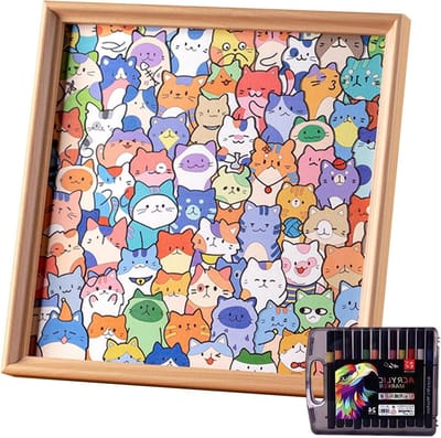 Houten Kat Puzzel - Fotolijst Puzzel - Creatief Knutselen - Dubbele Functionaliteit - 31.8 x 31.5 cm - Niet van toepassing