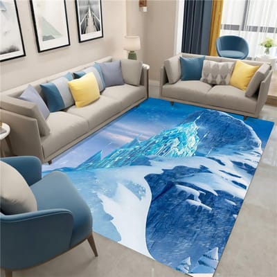 Frozen Elsa Sneeuwvlok Vloerkleed voor Meisjes Slaapkamerdecoratie Prinses Thema Kinderkamer Speelkamer Zachte Vloermat Cadeau voor Kinderen Fans 80*120cm