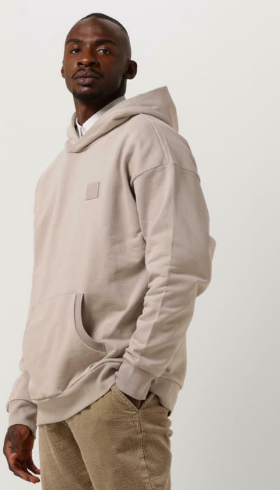Colourful Rebel Uni Patch Dropped Shoulder Hoodie Truien & Vesten Heren - Sweater - Hoodie - Vest- Beige - Maat XXL