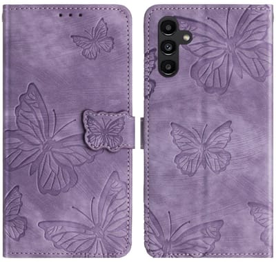 Coverup Hoesje - Geschikt voor Samsung Galaxy A36 Hoesje - Coverup Vlinders Book Case - Paars