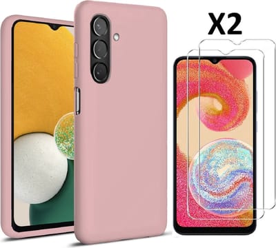 Hoesje Geschikt Voor Samsung Galaxy A04E Hoesje siliconen Licht Roze zacht siliconen hoesje TPU backcover - Met Screenprotector - 2 stuks