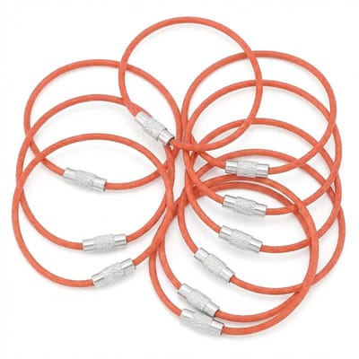 Rode sleutelhanger kabel set – 10 delige roestvrij stalen sleutelringen met staalkabel – flexibele keychain met schroefsluiting – stevige sleutelhangers voor sleutels, bagage en accessoires
