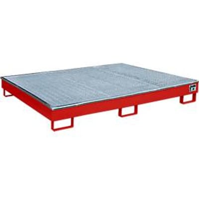 Bauer legbordbak RW-GR 1800 PE, met PE inzet, met rooster, L 1765 x B 1315 x H 255 mm, vlamrood RAL 3000