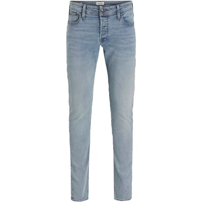 Jack & Jones blauwe heren jeans   Glenn   Stonewash wassing   Regular fit   5-Pocket zakken   Knoopsluiting   Duurzaam   Regular waist Blauw 34/32