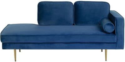 BELIANI MIRAMAS - Chaise longue - Marineblauw - Rechterzijde - Fluweel