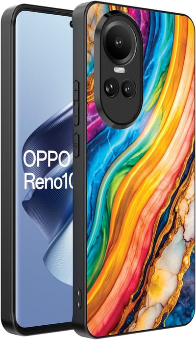 Smartphonica Telefoonhoesje Geschikt voor Oppo Reno 10 / 10 Pro met Regenboog Goud Marmer Opdruk - TPU Backcover Case Rainbow Gold Marble Design geschikt voor Oppo Reno 10;Oppo Reno 10 Pro