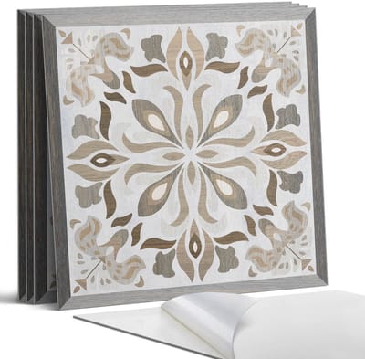 Coloray Wandpanelen Zelfklevend - Bloemenpatroon met symmetrie Zelfklevende Wandpanelen - 50 cm x 50 cm - Beige Wandpaneel PVC - 5 stuks - Texturen Wandpanelen Zelfklevend - Keuken Wandpanelen - Wandpanelen Badkamer