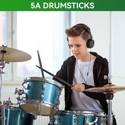 Dailygoods- Drumstokken 5A Esdoornhout - Professionele Drumsticks - 1 Paar - Zwart/Rood - Lichtgewicht - Duurzaam