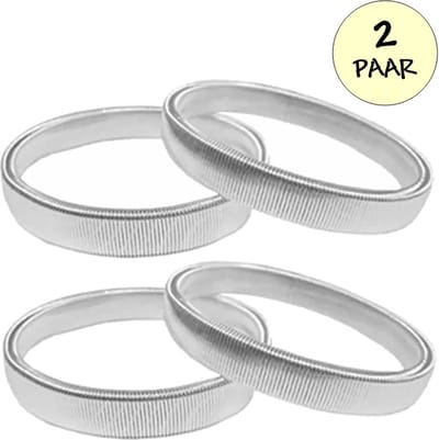 Fako Bijoux Set Van 2 Paar Mouwophouders Zilver - 4 Stuks - Sleeve Holder - Mouwophouder Dames Heren - 4x Zilver - 20cm - Metaal