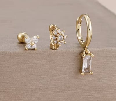 Maevi® Oorbellen Set 3 Stuks - Kleur: Goud - Roestvrij Staal / RVS (Stainless Steel) - Hoge Kwaliteit - Oorbellen Set - Meerdere Oorbelgaatjes - Oorbellen / Earrings - Oor Versiering - Luxe Set - Gouden Oorbellen - Meerdere Gaatjes - Verkleurt Niet