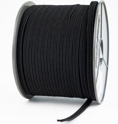 Afdekzeilwinkel - Elastisch koord 11mm plat zwart op rol - 100 meter