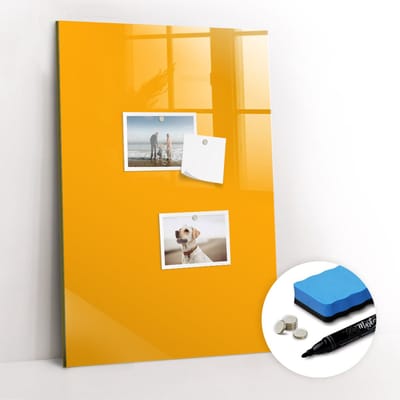 Tulup Whitebord - Kleur Lichtoranje Magneetbord - 40 cm x 60 cm - Magneetbord Rechthoekig - Organizer Muur - Magneetbord Design - Planning Muur - Gratis 5 Sterke Magneten + Whiteboard Marker & Wisser - Foto Magneetbord - Magnetisch Bord
