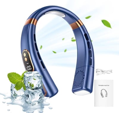 Opvouwbare nekventilator, draagbare nekventilator, USB-ventilator, ventilator zonder bladen, ingebouwde 4000mAh-batterij, geschikt voor thuis, op kantoor, op reis en buitenactiviteiten.