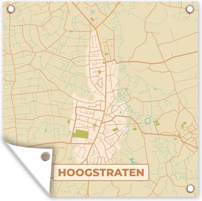 Tuin poster Plattegrond - Kaart - Stadskaart - Hoogstraten - België - 200x200 cm - Tuindoek