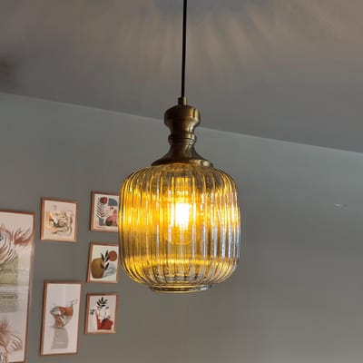 Bamyum Mopa Glazen Enkele Kroonluchter Retro Honingkleur Hanglamp