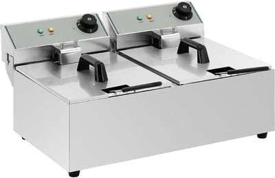 QORA® Frituurpan dubbel - Frituurpan - Zilver - ‎57cm x 44cm x 28cm