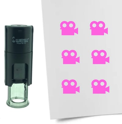 CombiCraft Stempel Video of Film 10mm rond - roze inkt
