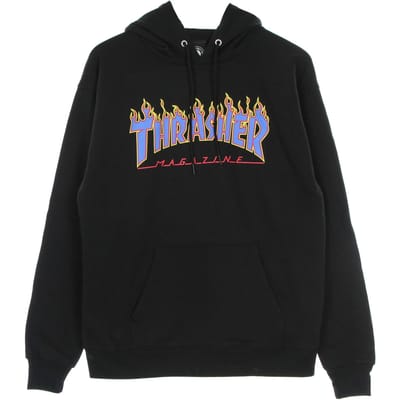 Heren Flame Hood Sweatshirt Zwart/blauw