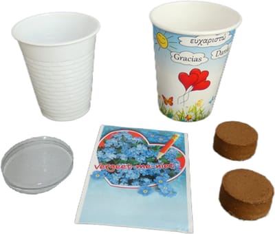 24 stuks Flowercup Bedankt Vergeet me nietjes, bedankje voor : Afscheid collega - Jubileum - Bruiloft - Zorgmedewerkers - Vrijwilligers