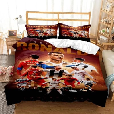 3D Print Voetbalster CR7 Beddengoedset Jongens Meisjes Eenpersoons Tweepersoons Maat Dekbedovertrek Kussensloop Bed Volwassene Hometextiel EU single(135x200cm)