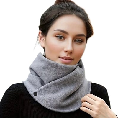 Verstelbare Fleece Nekwarmer Met Drukknopen I Neksjaal I Winddicht I Voor Scooter, Fiets Etc. I Uniseks I Lichtgrijs