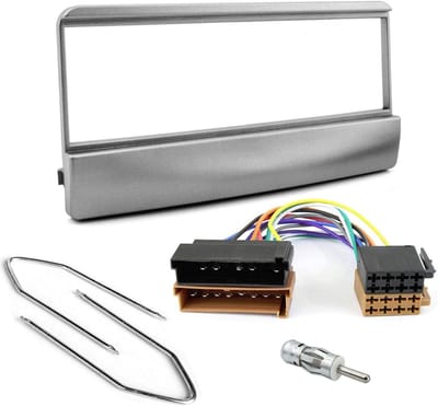 Autoradio Paneel - Inbouwset Auto - Radio Monteren - Compleet met Adapters - 1 DIN - Zilver Grijs