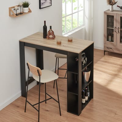 Bartafel Danderyd met 3 planken 120x60x105,5 cm zwart en eikenkleurig [en.casa]